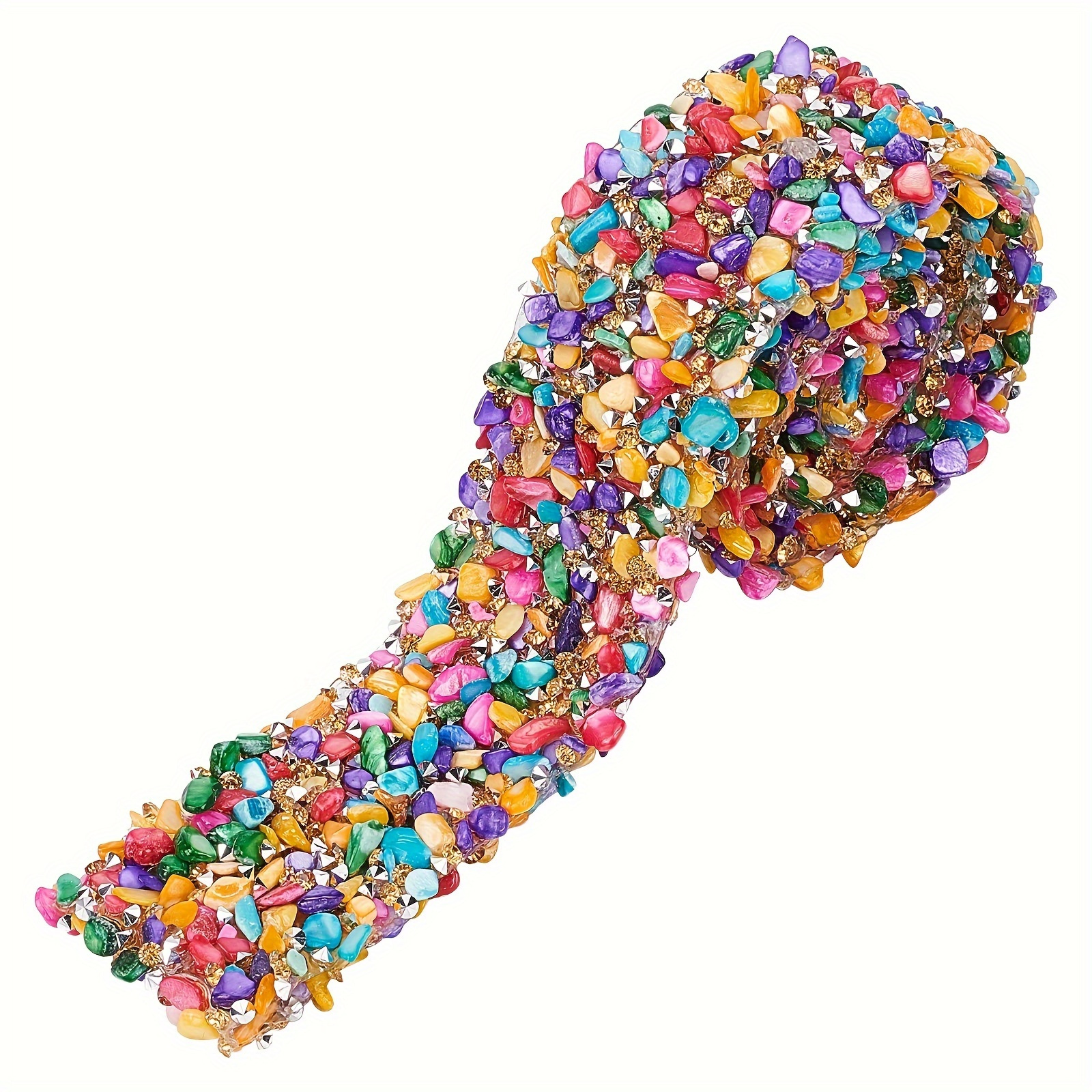 

2m Long Mixed Color Rhinestone Ribbon Trim, Glass Crystal Rhinestone Chain For Diy Fashion Clothing, Shoes, Bags, And Packaging Decoration