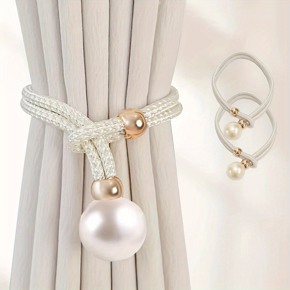 

2pcs Faux Pearl Curtain Tiebacks, Curtain Tiebacks, Decorative Brackets, Rope Curtain Holdbacks For Windows, Homes, Bedrooms, And Offices Decoration