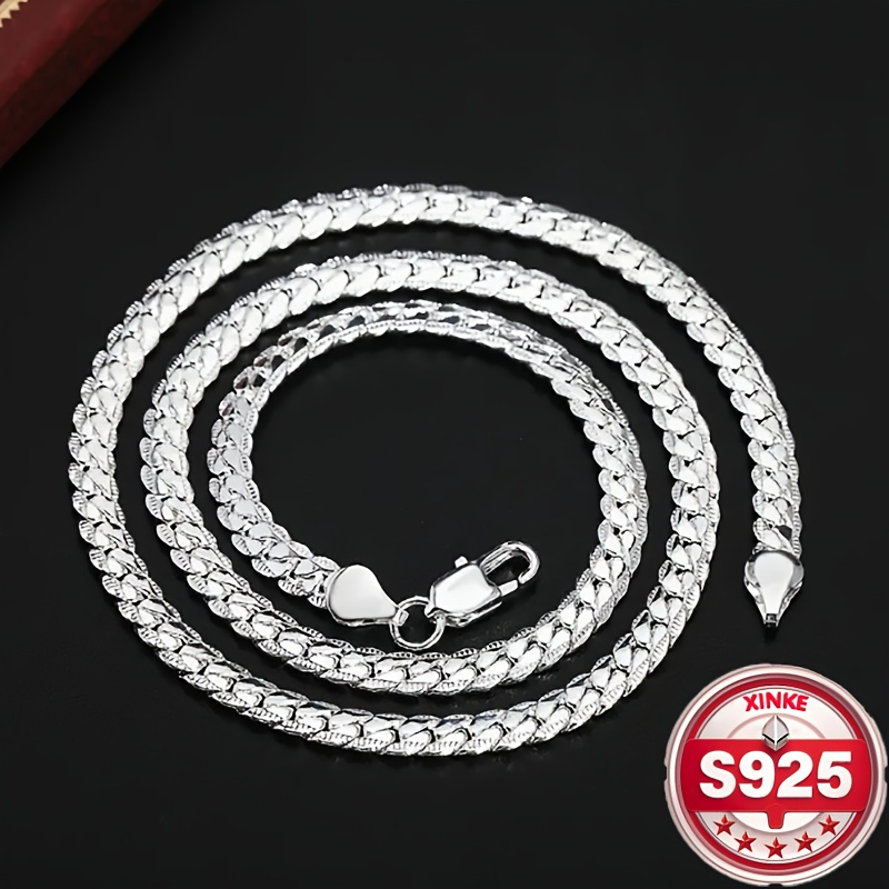 

925 Sterling Chain Choker Necklace 50cm - Unisex Fashion Jewelry For Wedding Engagement, Valentine's Day Gift, Sexy Cute Design, - No Plating, Pure Silver Accessory