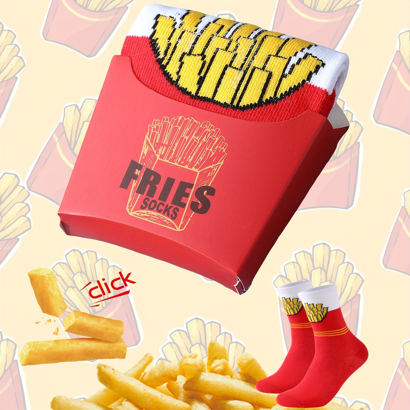 

Fun & French Fry-themed Mid-calf Socks For Couples - Breathable, Comfortable Polyester - Perfect Gift For Valentine's Day