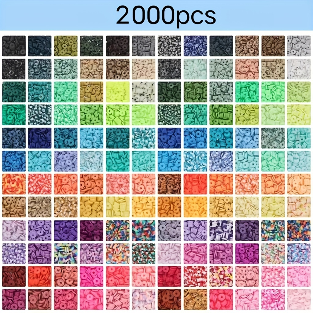 

2000 Pcs Polymer Clay Beads, 6mm Flat Round Soft Clay Spacer Beads For Diy Bracelet, Necklace Jewelry Crafting