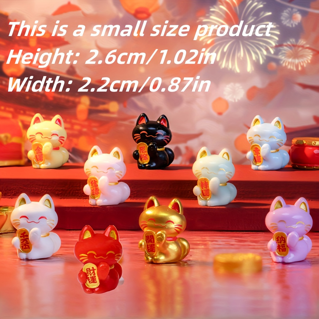 

9pcs Christmas Gift Spring Festival Figurines Spring Festival Decoration Good Luck Fortune Cat Miniature Decoration Easter Gift Easter Gift