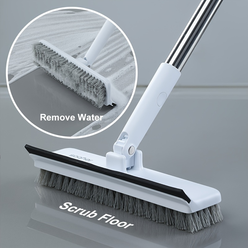 

Joybos 2-in-1 Floor & Wall Cleaning Brush With Flexible Scraper - Long Handle, Rotating Head For Bathroom, Toilet, Window, And Glass