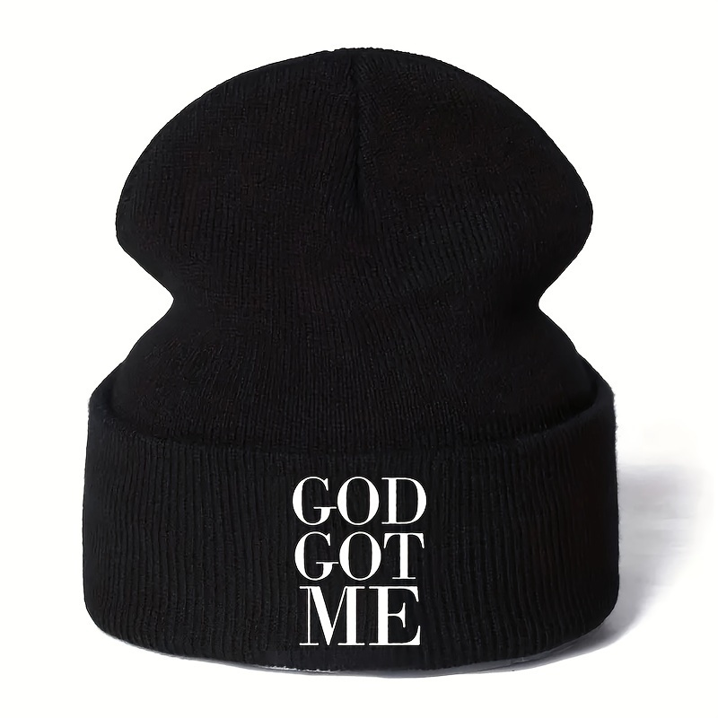 1pc Embroidered Letters Knitted Hat GOD GOT ​​ME Unisex , Ideal choice for Gifts