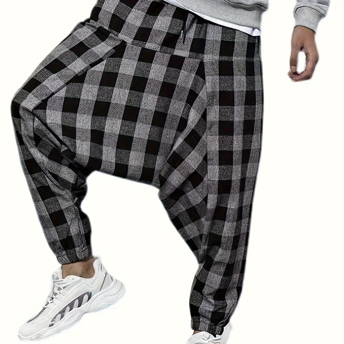 

Men's Stylish Loose Checkered Graphic Print Pants, Casual Breathable Comfy Novel Joggers For Spring Fall ‘