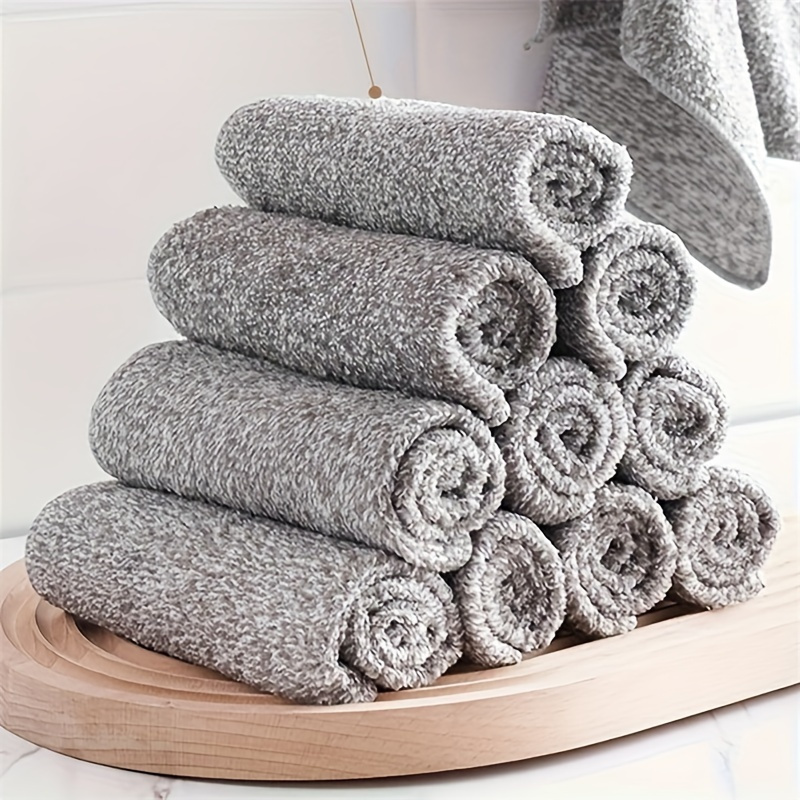

10pcs/set Bamboo Charcoal Dishcloth, Fine Fiber Cleaning Cloth, Kitchen Dishcloth, Oil Soaked, Thickened, Water Absorbing, And Hand Wiping, Cleaning Tools, Cleaning Supplies