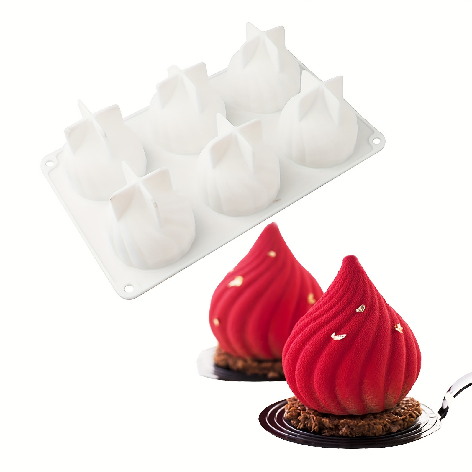 

6-piece Cyclone Mousse Cake Mold, Silicone Mold For Baking Mousse Cake, 3d Silicone Baking Mold For Pastry, Chocolate, Pudding, Cupcake, Ice Cream, Cake Decoration Mold,