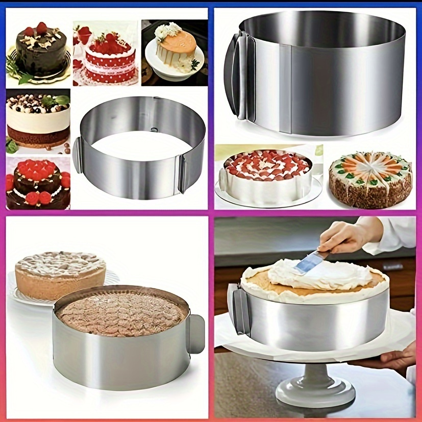 

Adjustable Round Cake Mold Ring, Stainless Steel 6-12 Inch, Birthday Baking Mousse Mold Circle, Manual Expandable Cake Layer Cutter