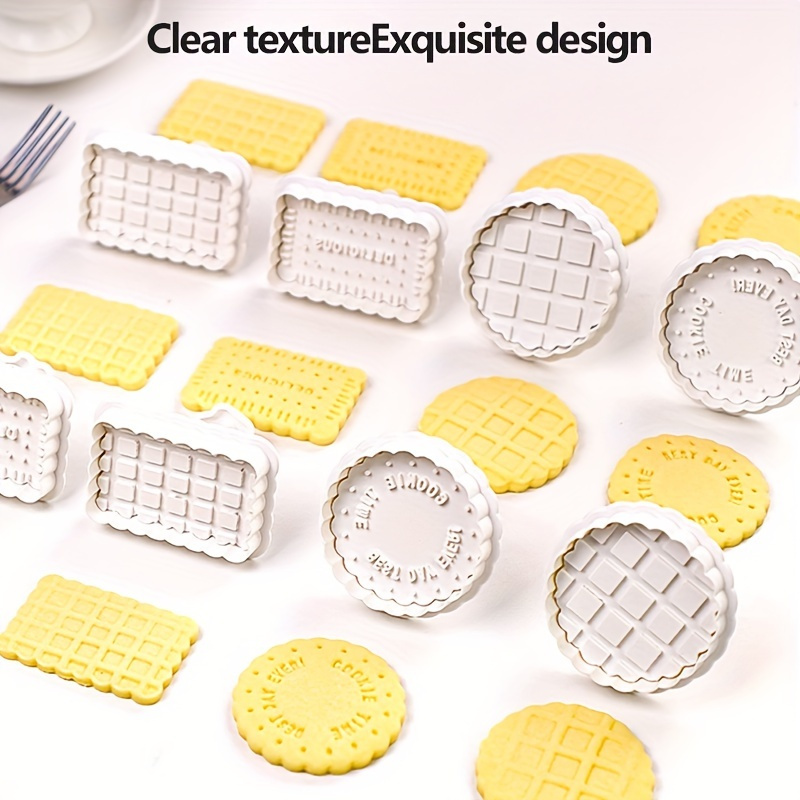 

Plastic Waffle Cookie Cutters 3d Biscuit Stamps - Embossed Fondant Baking Tool For Gummy & Sugar Craft - Cartoon Cookie Baking Supplies Set