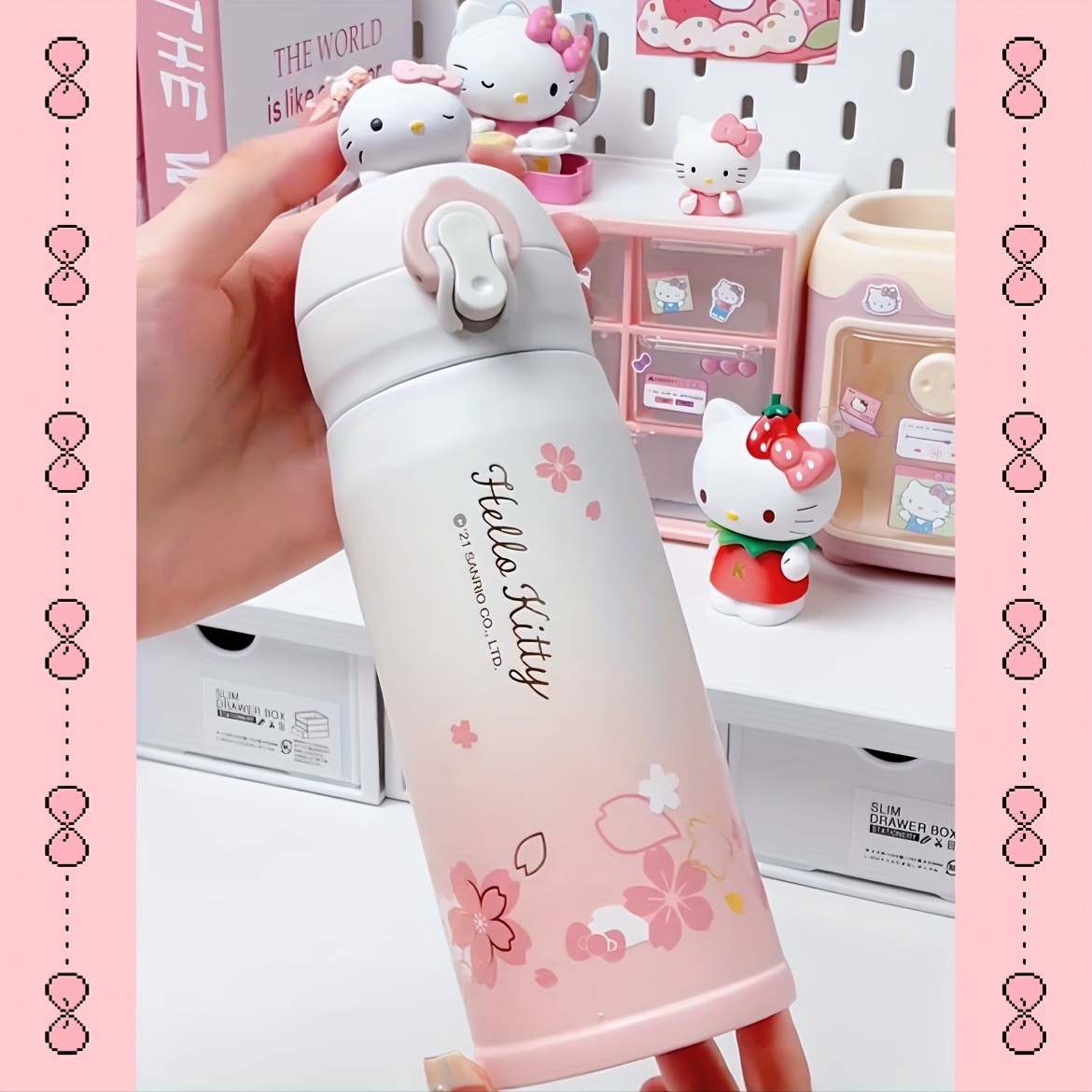 

1pc Hello Kitty Daily Cute Insulated Water Bottle 330ml Stainless Steel Liner With Flip-top And Locking Spout Cover Durable Cup With 3d Hello Kitty For Birthdays Christmas Gifts Sports Or Travel