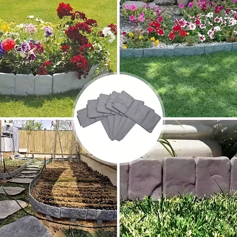 

10-pack Interlocking Faux Stone Garden Edging - Easy Assembly, Durable Resin Outdoor Border For Yard & Patio Decor Plastic Mesh For Garden Garden Resin Decor For Outside