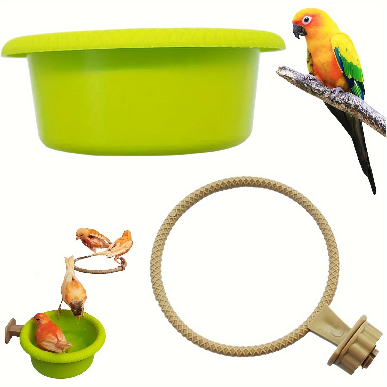 

2pcs Bird Bath For Cage Bird Cage Bath 4inch Pet Bird Bath With Stand Bird Bath For Canary Finch Parakeet Bird Supplies(2pcs/green)