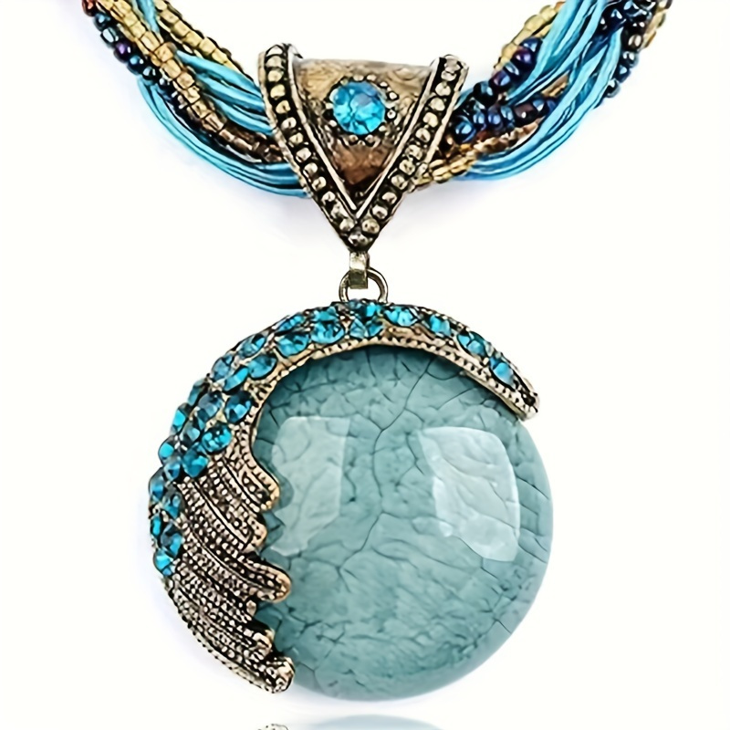 

Collier pendentif fait main de style bohémien en turquoise pour accessoires de femme