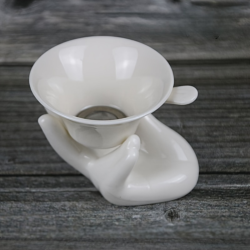 

2pcs/set Creative Ceramic Tea Infuser, White Porcelain Bergamot Holder, Tea Filter Set, Tea Strainer, White Porcelain Tea Filter Tea Leak, Kitchen Supplies, Tea Accessories