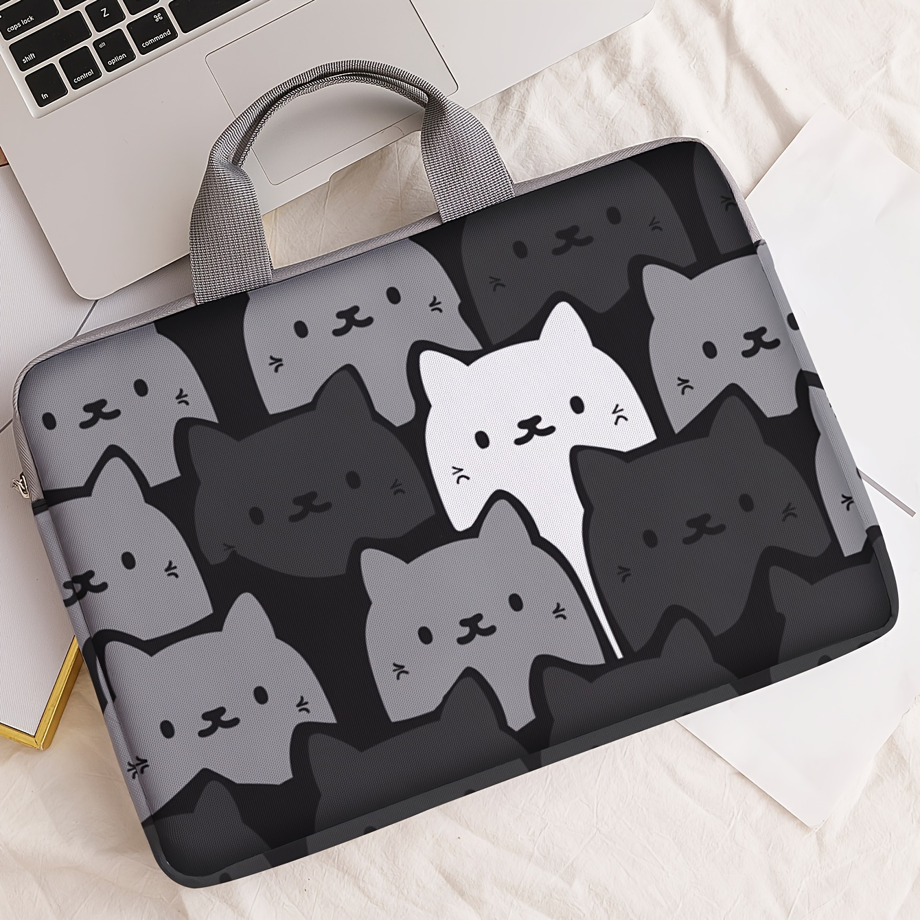 

1pc Print Notebook Computer Bag, Briefcase, Notebook Computer Protective Bag, Laptop Tablet Commuter Briefcase, File Storage Bag