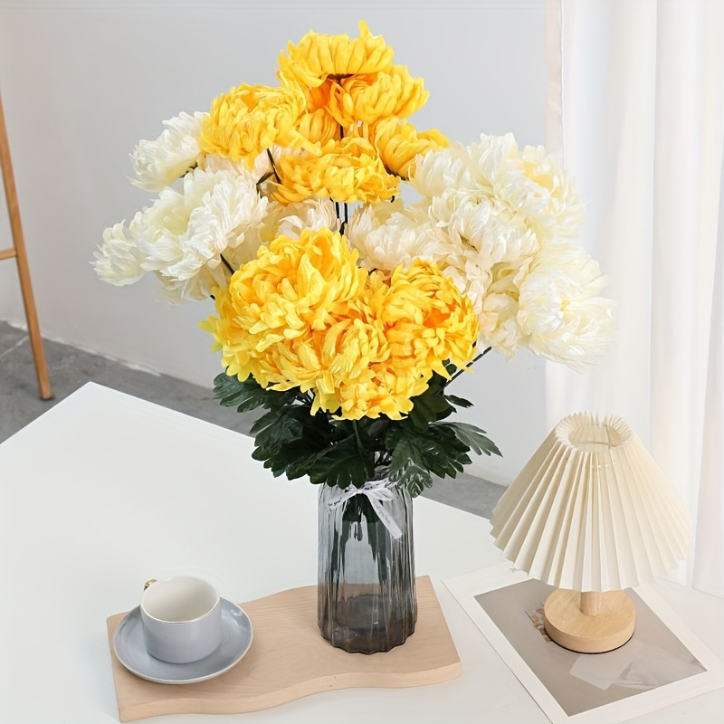 

1pc Artificial Marigold Chrysanthemum Flowers, Lifelike Fake Bouquet For Indoor & Outdoor Home Decor