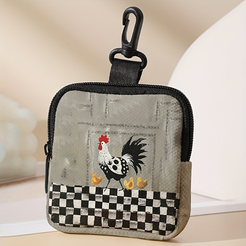 

1pc Set, A Large Capacity With Chicken Print Pattern, Digital Printing Storage Bag, Multifunctional Key Slot , For Gifts