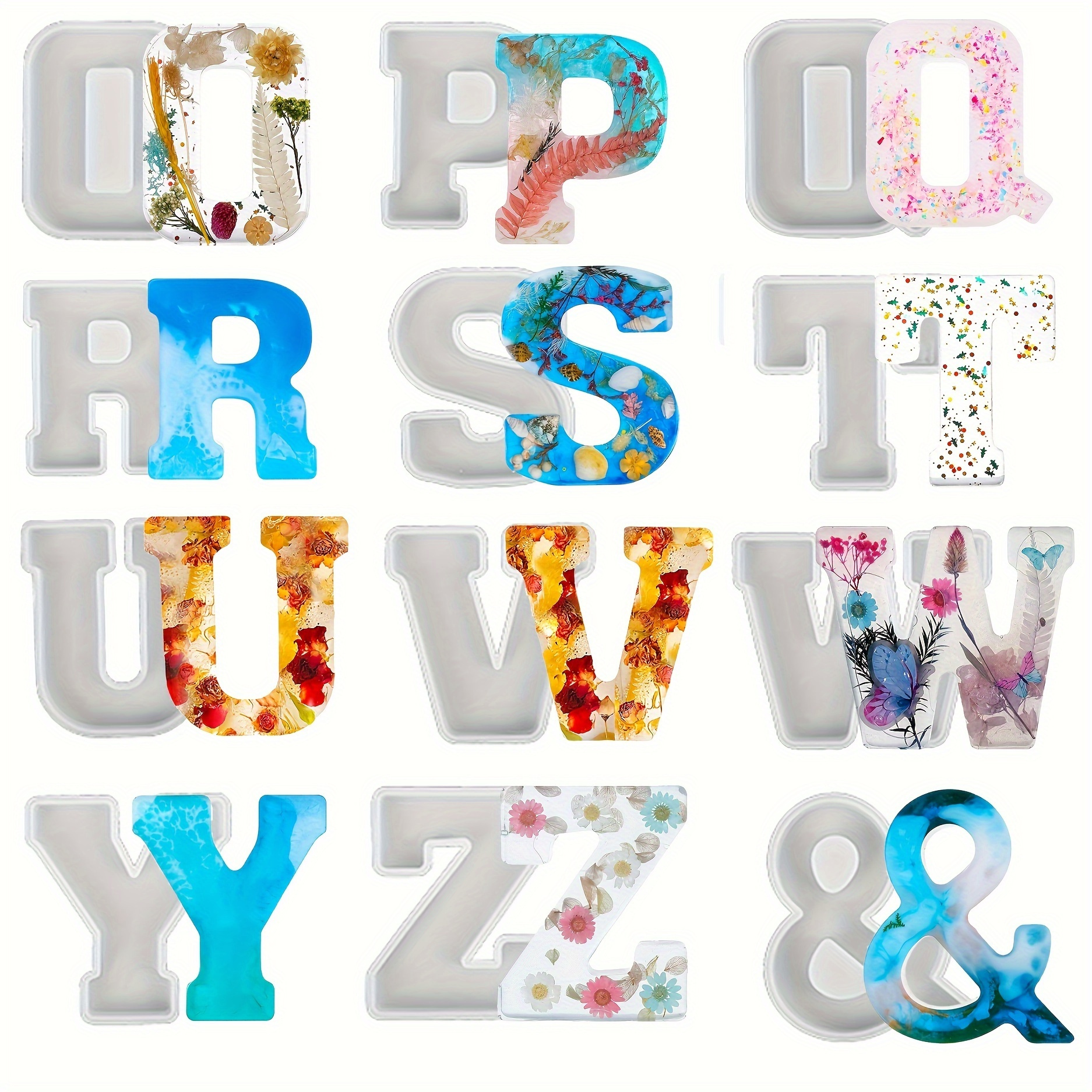 7inch Large Letter Mold For Resin, 26 Capital Letter Alphabet Epoxy Molds, A-Z Thick Resin Letter Molds For Making Letters, DIY Crystal Silicone Mold, 3D DIY Crystal Word Sign Mold For Party Home Decor