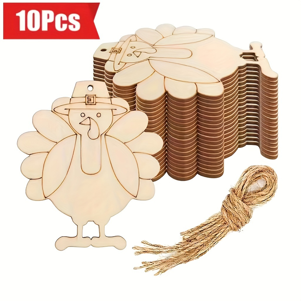 

10- Wooden Turkey Crafts, Diy Painting & , , - Decor For Christmas, , Easter, Halloween, , , , Hanging Ornaments, No Required, Battery-free