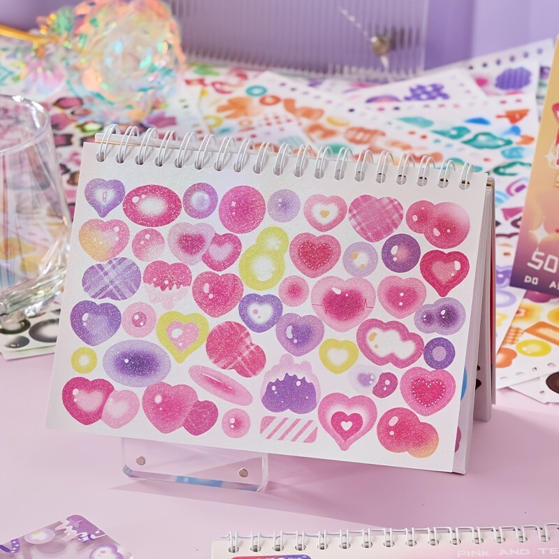

2300+pcs Scrapbook Stickers Cute Butterfly Stars Heart Stickers Kpop Photocards Self Adhesive Korean Bows Ribbons Stickers Book For Aesthetic Craft Scrapbooking Decorate Diy Card 50-page