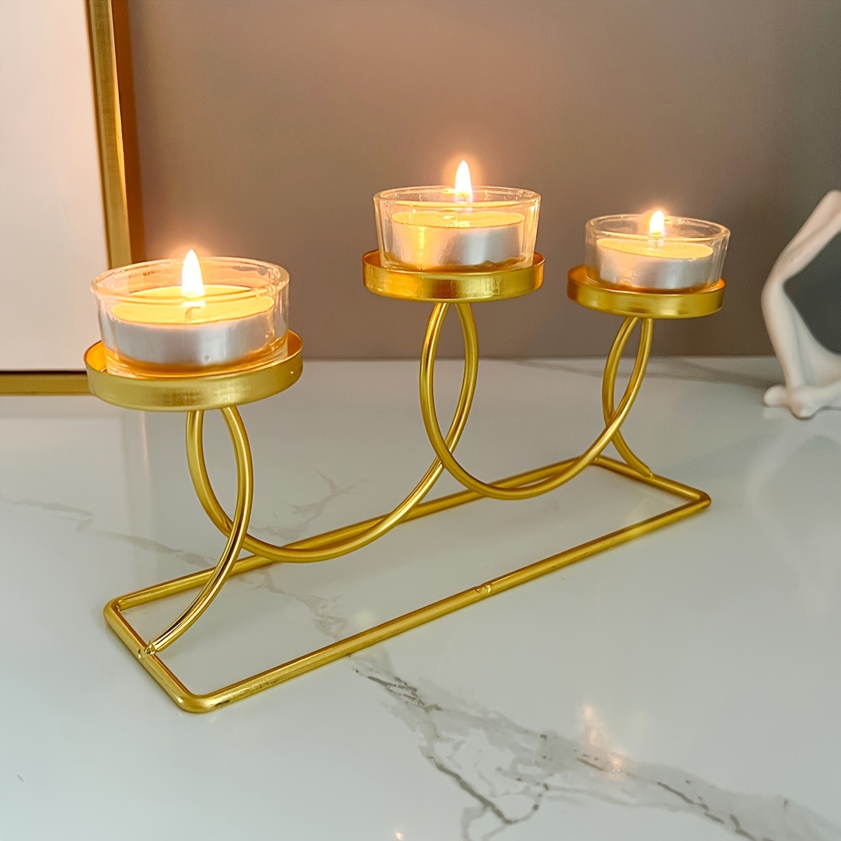 

Elegant Golden Multi-head Candle Holder - Iron Home Decor Accent Candle Holder Decor Wall Candle Holders Decor Set