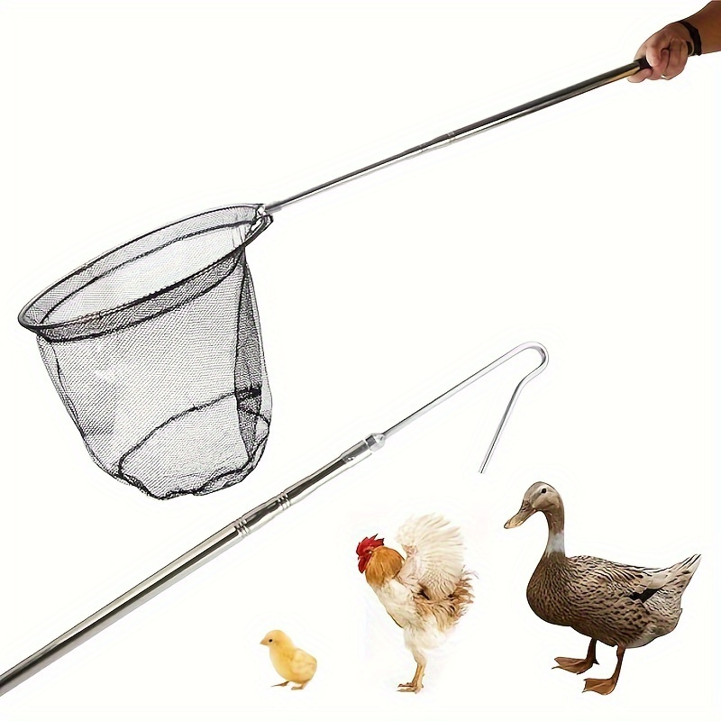 

1 Pack, Extendable Chicken Catcher Leg Hook With Chicken Net 2 In 1 Stainless Steel Poultry Hook Catcher, Handle Tool For Catching Poultry Chicken Turkeys Ducks Fish