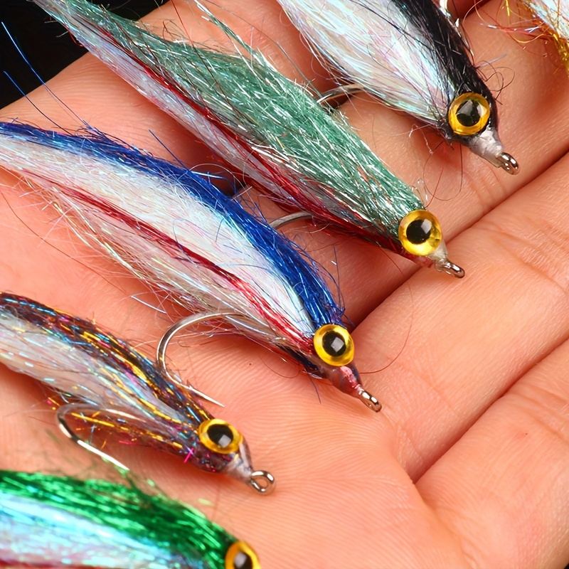

6pcs Mixed Colors Fly Bait, Hand-tied Hair Hook, Simulation Fly Fishing Bait For Predatory Fish, Bionic Small Bait For Bass