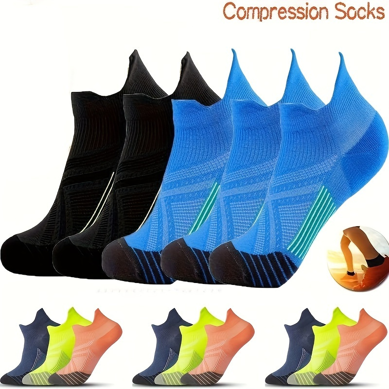 

A Pair Of Unisex Elastic Compression Ankle Socks, Elastic Cushioned Comfy Socks For Outdoor Activities