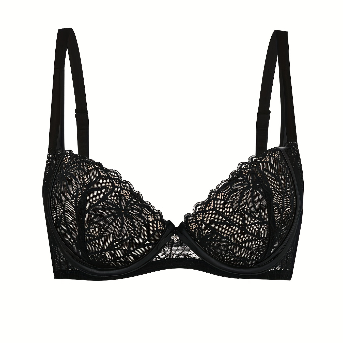 Contrast Lace Wireless Bra Comfy Breathable Push Up Bra - Temu