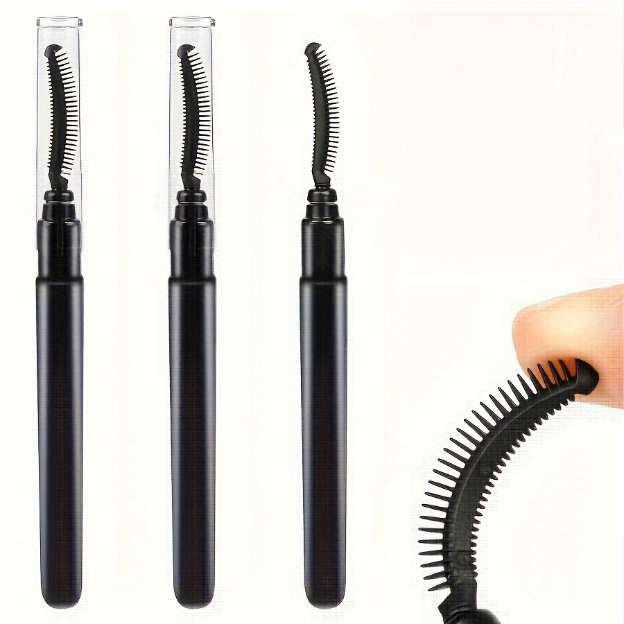 

3pcs Silicone Eyelash & Brow Grooming Kit: Mascara Brush, Separator Comb With Dust Cover - Formaldehyde-free