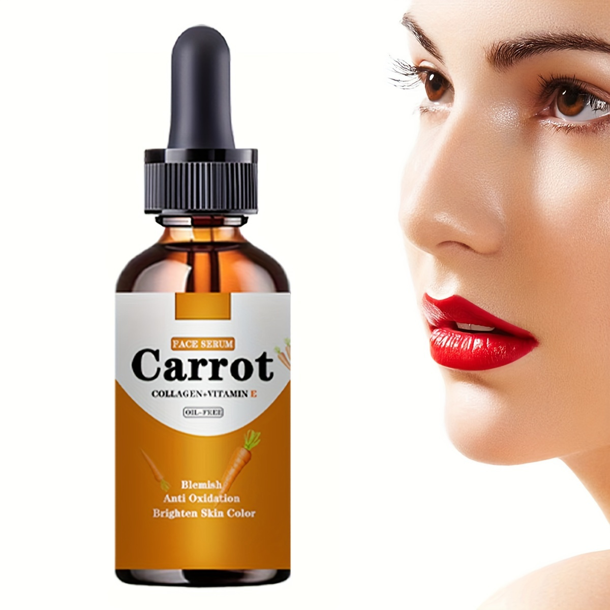 

5ml/15ml/30ml/50ml Carrot Vitamin E Collagen Facial With Niacinamide And Citric Acid, Shrink Pores, Improve Skin Tone And Control Oil With Plant Squalane