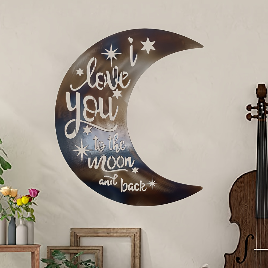 

1pc Brass Metal Crescent Moon Wall Decor Art - I Love You To The Moon And Back - Rustic Sign, Perfect Indoor And Outdoor Decoration, Valentine's Day Decoration