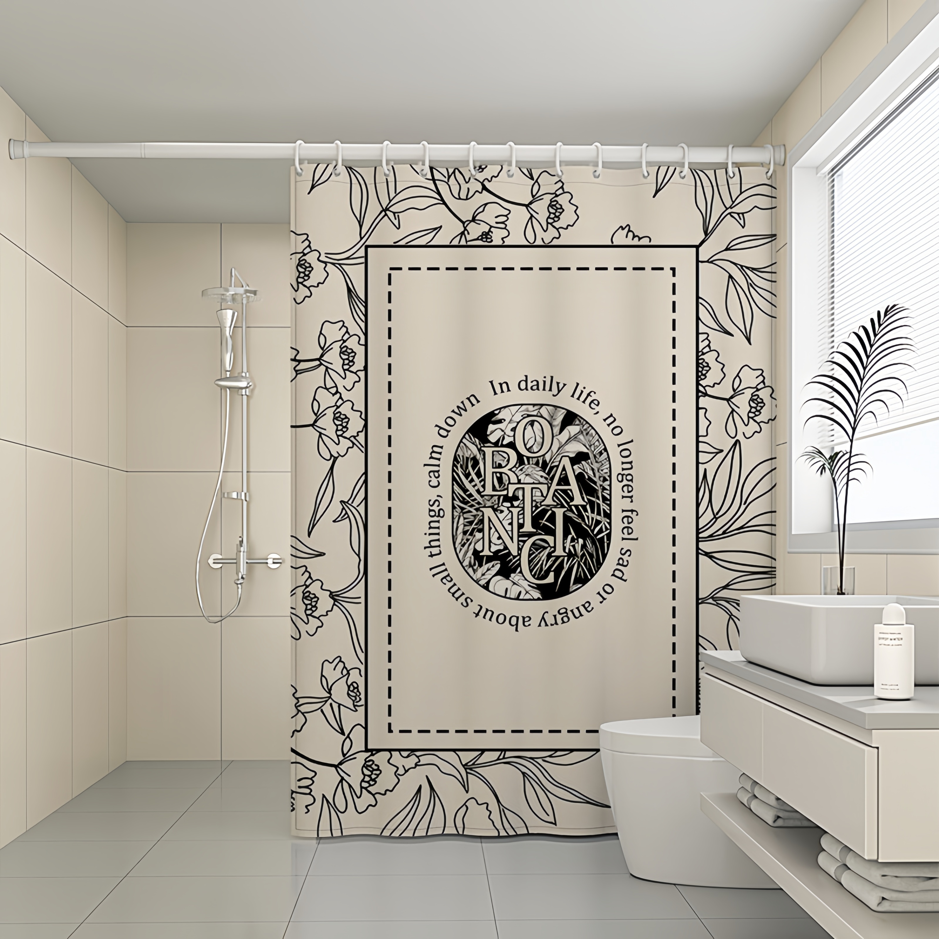 

Rideau de douche à motif Floral 1 pièce, rideau de douche imperméable translucide avec crochets, accessoires de salle de bain, décoration de la maison