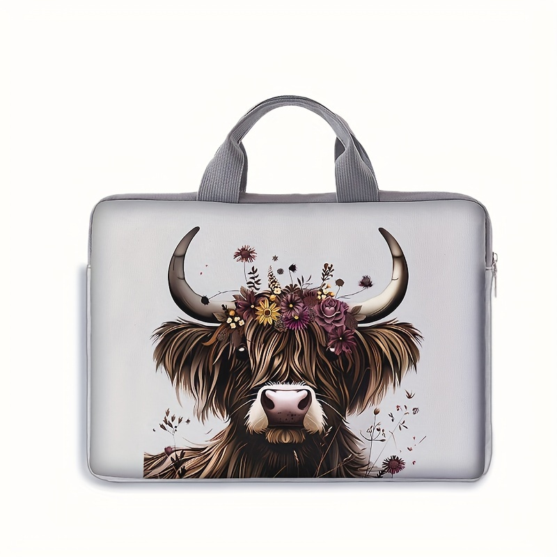 

Cow Print Soft Laptop Sleeve - Polyester, Zip Closure, Fits 14-inch Notebooks & Tablets, Ideal For Office/college/daily