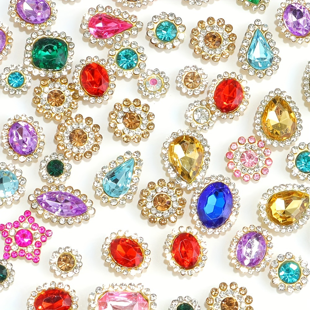 

40pcs Vibrant Assortment - Metal Gems For Diy Fashion, Shoes, Hats & Bags Decoration, Rhinestones For Crafts