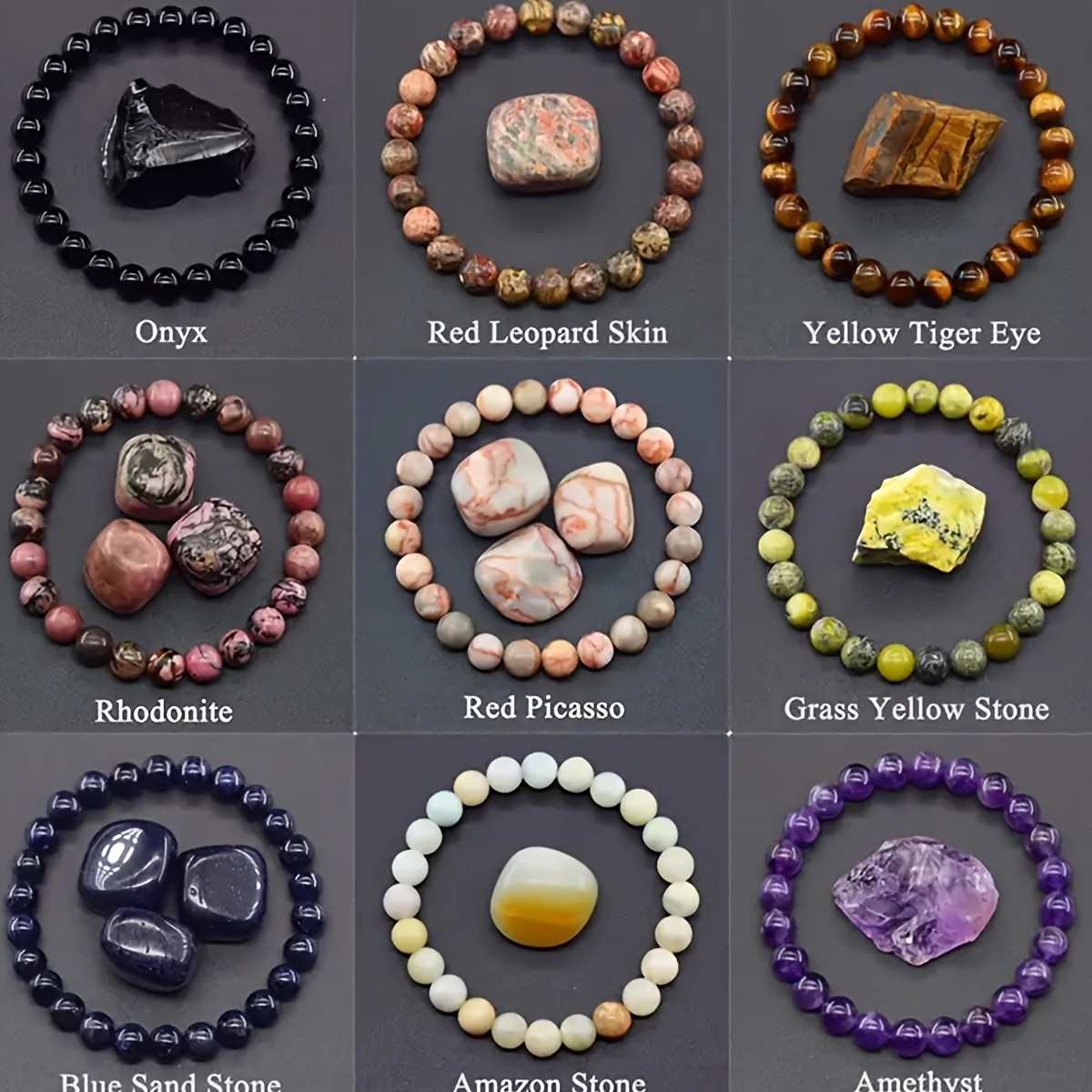 

1pc Elegant Natural Stone Beaded Bracelet, 8mm Gemstone Rope, Birthstone Fashion Jewelry For Daily & Party , Accessory