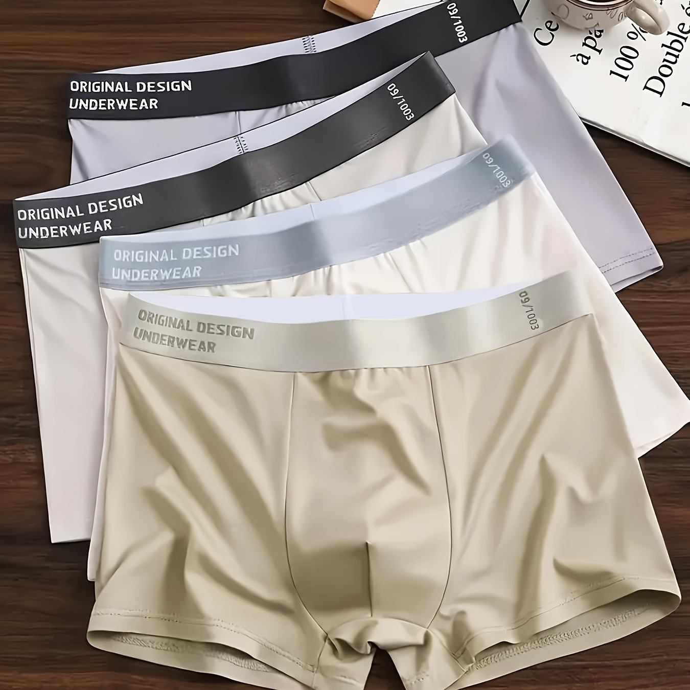 

4 Pcs Briefs Confortables et Extensibles - en , Respirant et Élasticité Hommes - Décontractés en de Unie Élasthanne Un Ultime