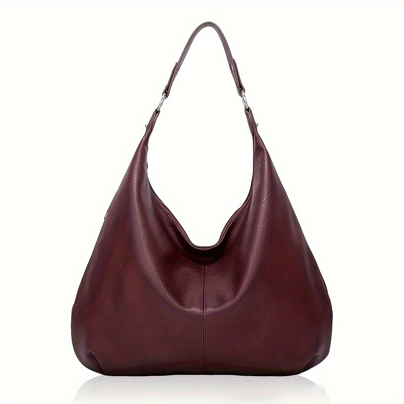 

New Autumn/winter Fashion Large Capacity Shoulder Handbag - Women's Tote Bag In Rich Maroon Color With Soft Leather And Underarm Design