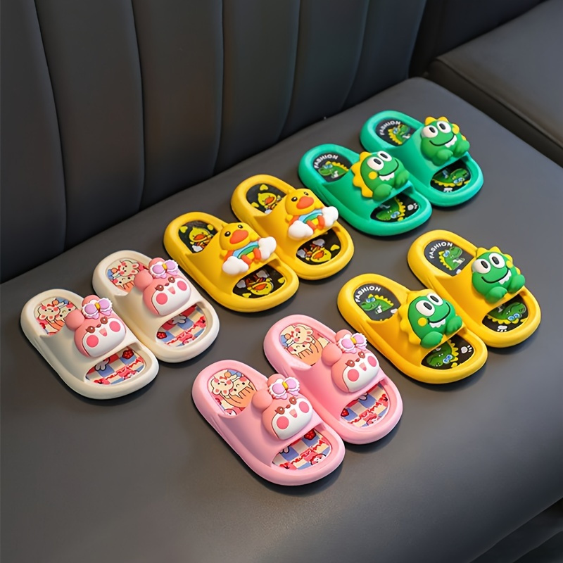 

Cute Cartoon Slippers, Anti Slip And Lightweight Open Toe Slippers, Comfortable Home Slippers, Shower Shoes, All Seasons