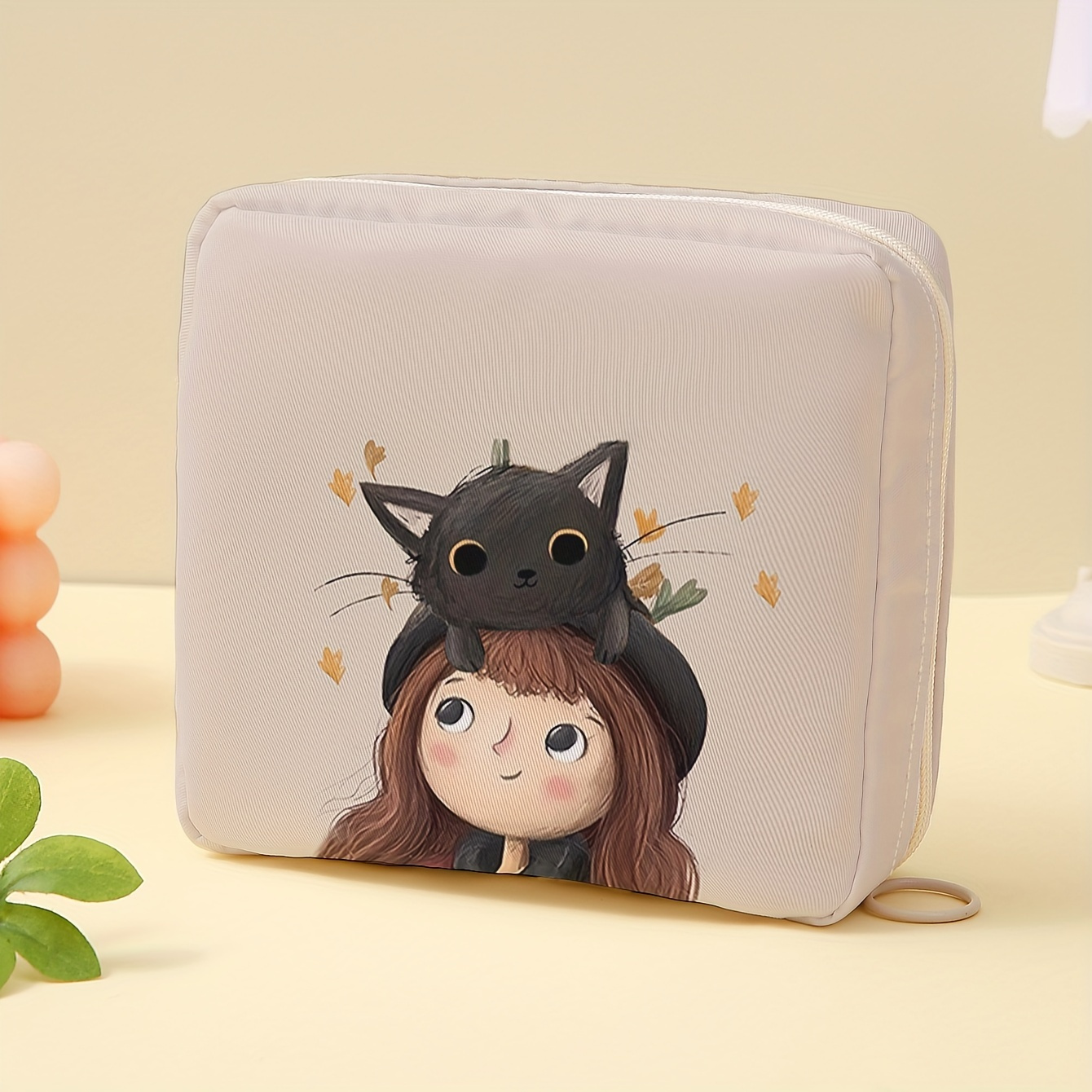 

Cat Pattern Portable Sanitary Storage Bag, And Storage Bag, And Multifunctional Bag