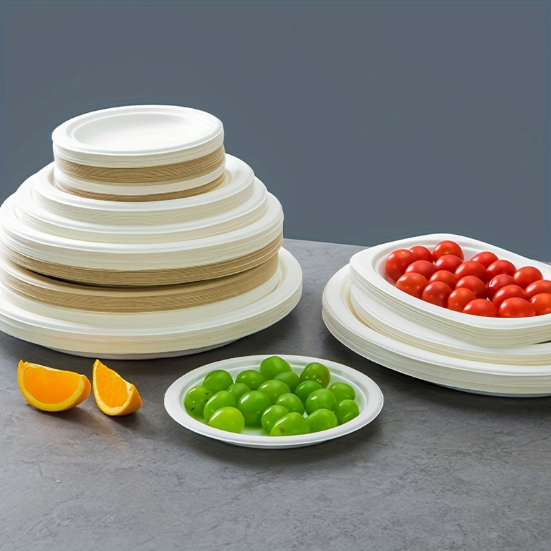 

36/72pcs 6.88in Disposable Plates, Fiber Paper Plates, Cake Dessert Plates, Barbecue Plates, For Home Kitchen Restaurant Picnic Camping Party, Party Supplies, Cutlery.