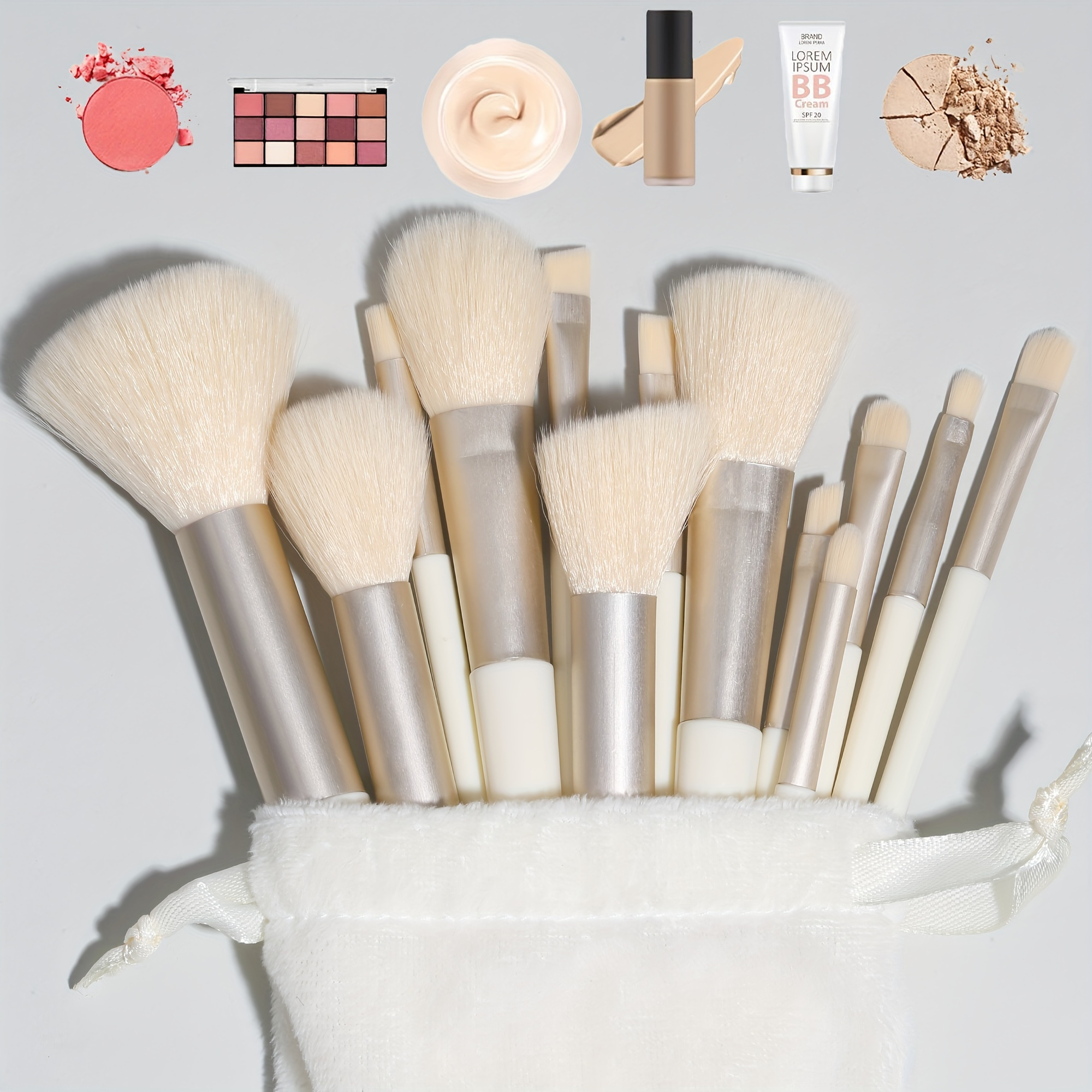 

13-piece Professional Fluffy Makeup Brush Set With Storage Pouch, Ideal For Foundation, Eyeshadow, Blush Application And Blending, Multifunctional Cosmetics Tools For Flawless Finish