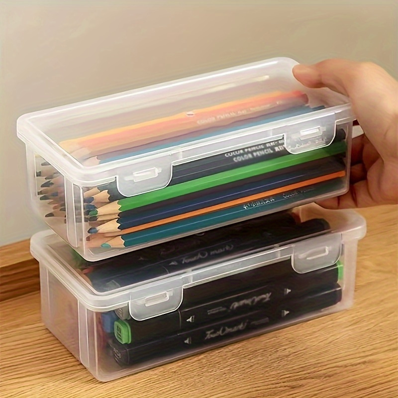

Large Capacity Transparent Storage Box With Seal - Durable Plastic Organizer For Stationery And Home/office Essentials