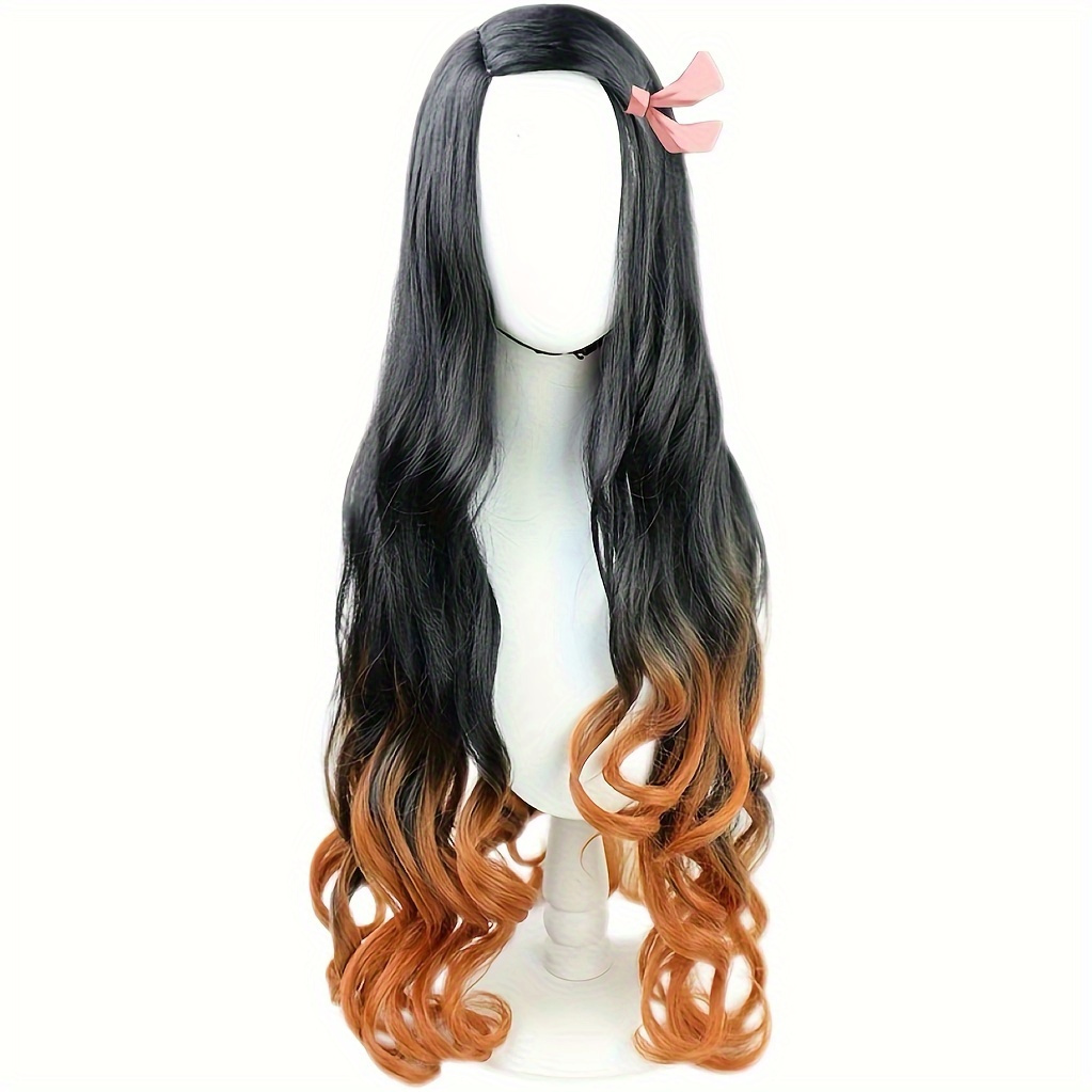 

Anime Cosplay Wig With Ombre Design - Long Curly, Heat-resistant Synthetic Hair For Parties & Costume Accessories