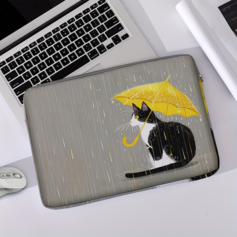 

1pc Umbrella Cat Printed Notebook Computer Bag, Simple Briefcase, Notebook Computer Protective Bag, Laptop Tablet Commuter Briefcase, File Storage Bag