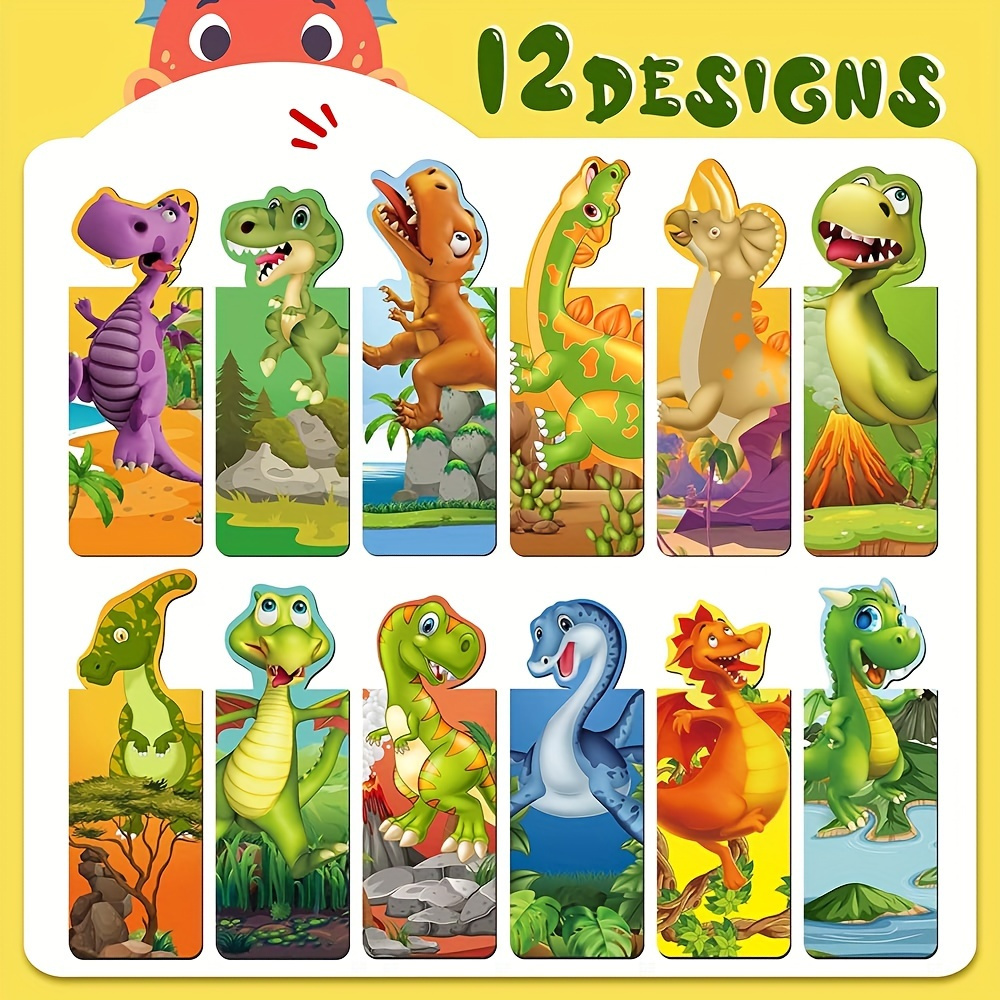 

12pcs Magnetic Bookmarks Dinosaur Magnet Page Markers Page Clips Bookmark Funny Animal Magnetic Bookmarks For Teacher, Reading Party Favor