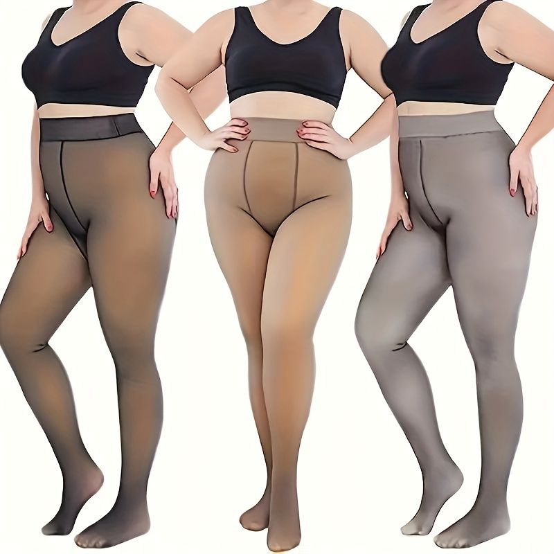 Plus Size Casual Pantyhose Set Women's Plus Solid Hollow - Temu