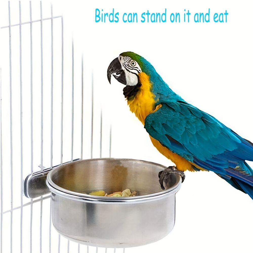 

Stainless Steel Parrot Feeding Cups With Clamp Holder - Durable Food & Water Bowls For Cockatiels, Conures, Budgies, Parakeets, Macaws & Small Pets