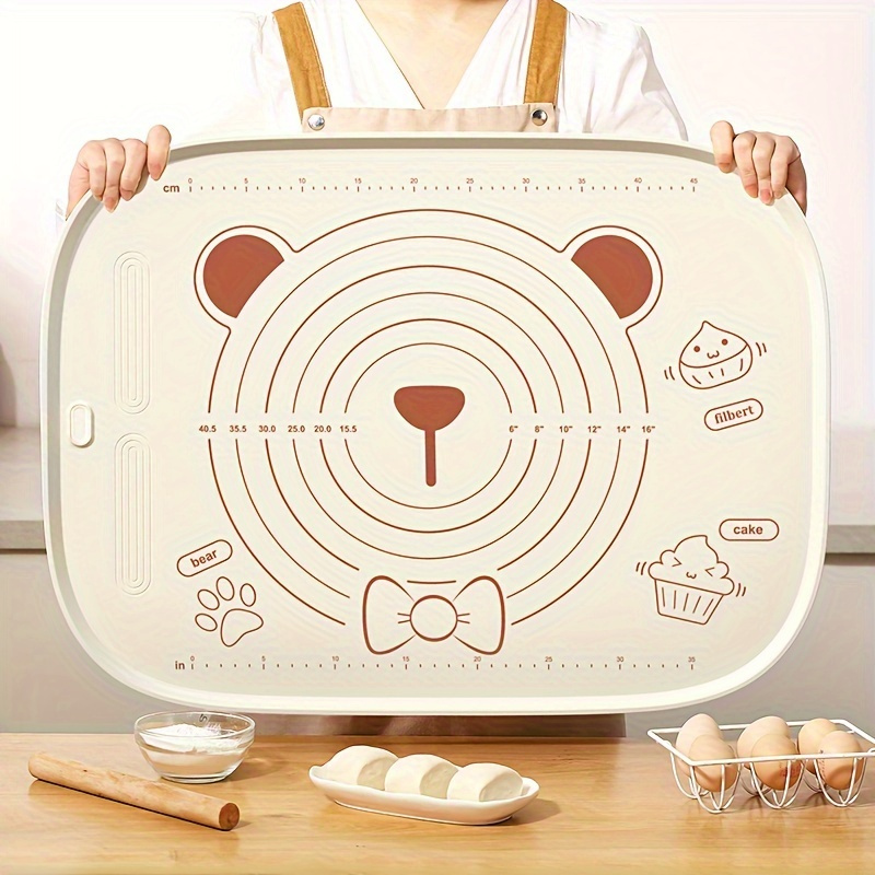 

1pc, Cartoon Bear Silicone Pastry Mat, Non-stick Baking Mat, Counter Mat, Pastry Board Rolling Dough Mats, For Bread, Candy, Cookie Making, Baking Tools, Kitchen Gadgets, Kitchen Accessories