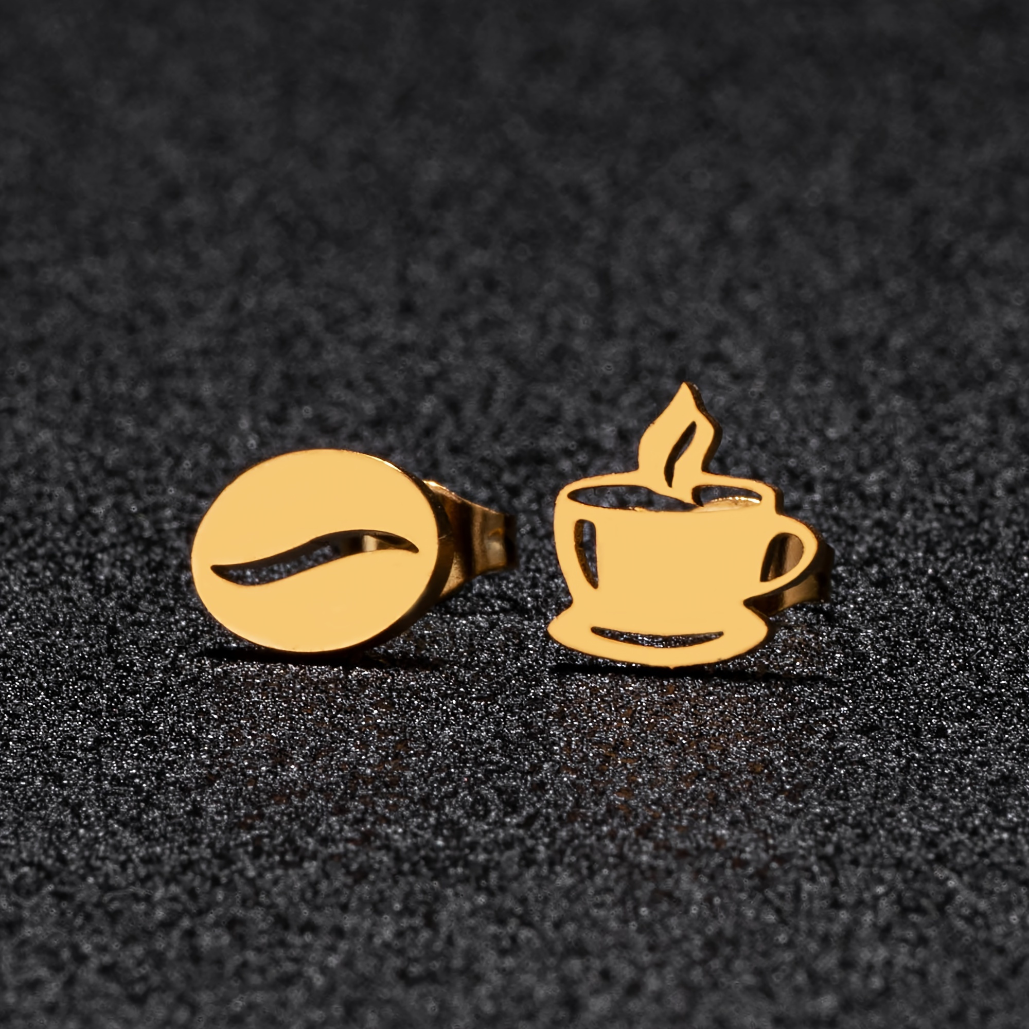 

A Pair (2 Pieces) Of Stainless Steel Hypoallergenic Coffee Cup Lady Earrings